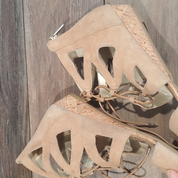 Sam Edelman Dean Suede back zip lace up sandals shoes flats sz 8 - Picture 8 of 14